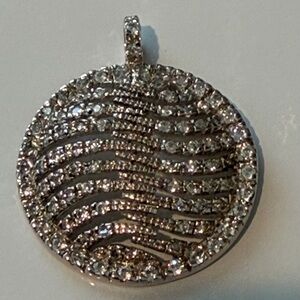 Vintage Stamped 925 Silver & Zirconia Circle Pendant